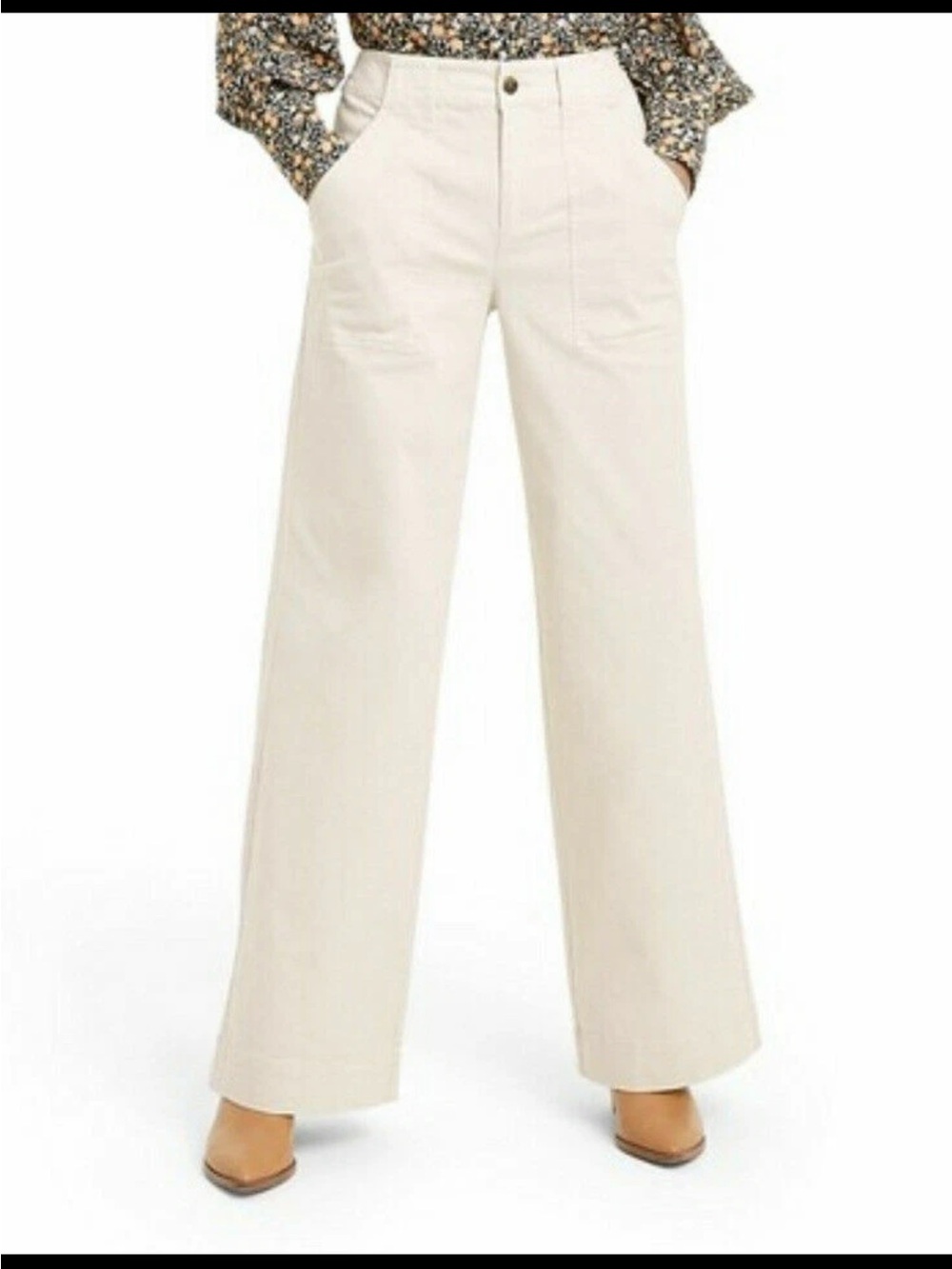 Nili Lotan x Target Wide Leg Pants White Birch